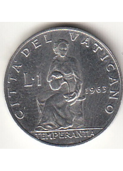 1963  Anno I - Lire 1 Temperantia Fior di Conio Paolo VI  
